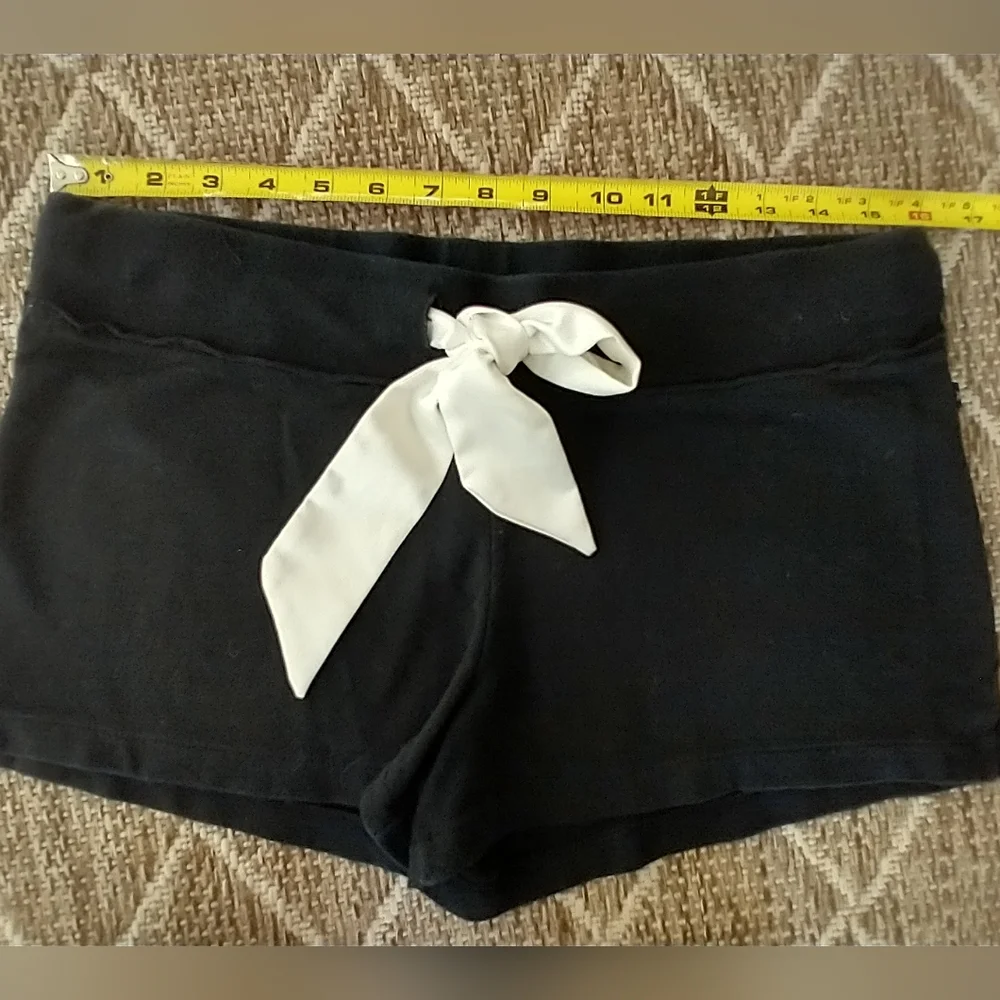 Low Rise Short Shorts Yoga/ Athletic Adjustable White Satin Bow - Picture 10 of 16